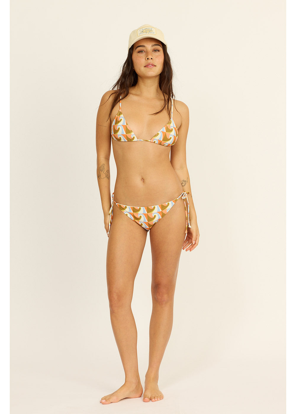 Wave Check Triangle Swim Top