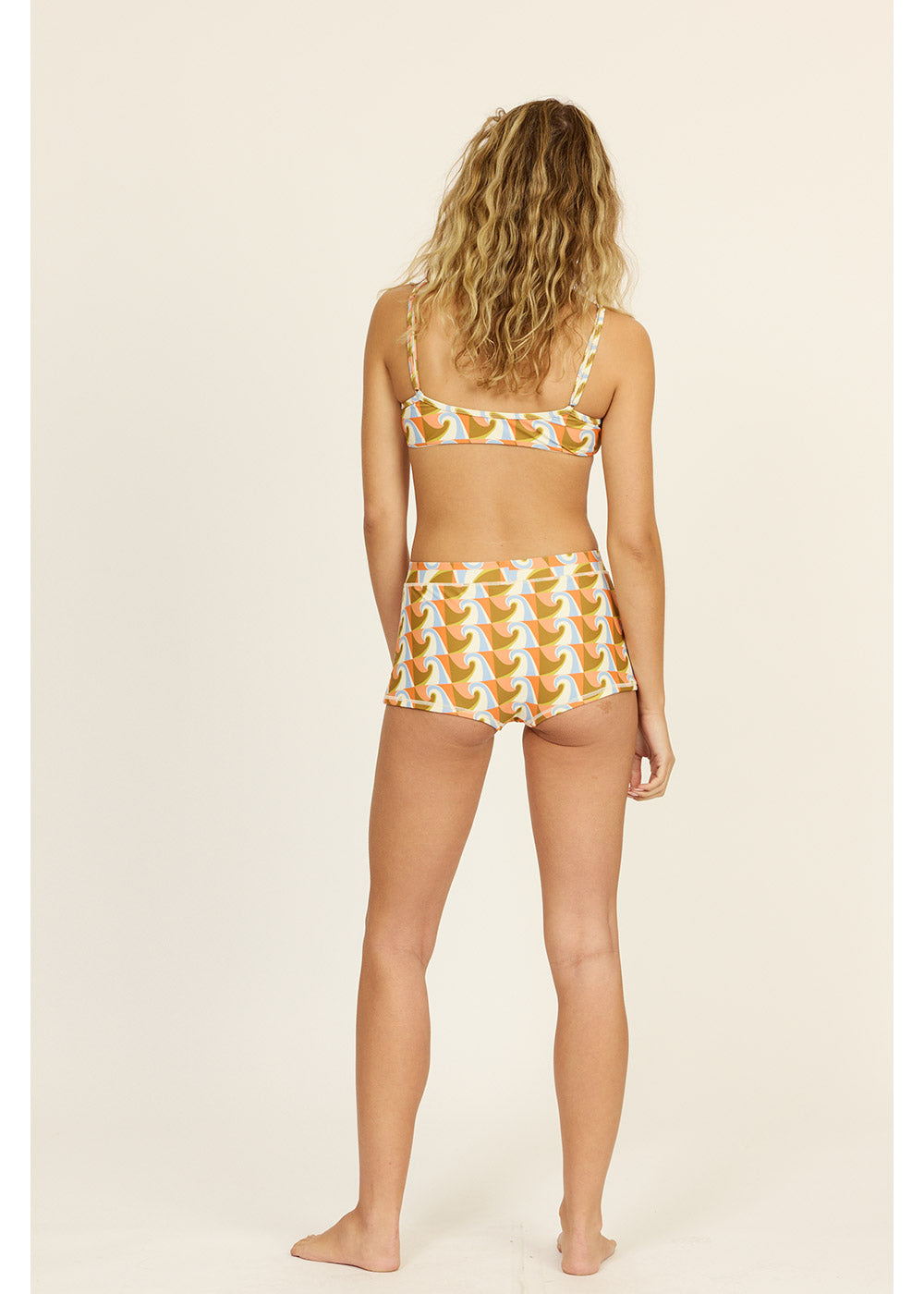 Wave Check Scoop Neck Swim Top