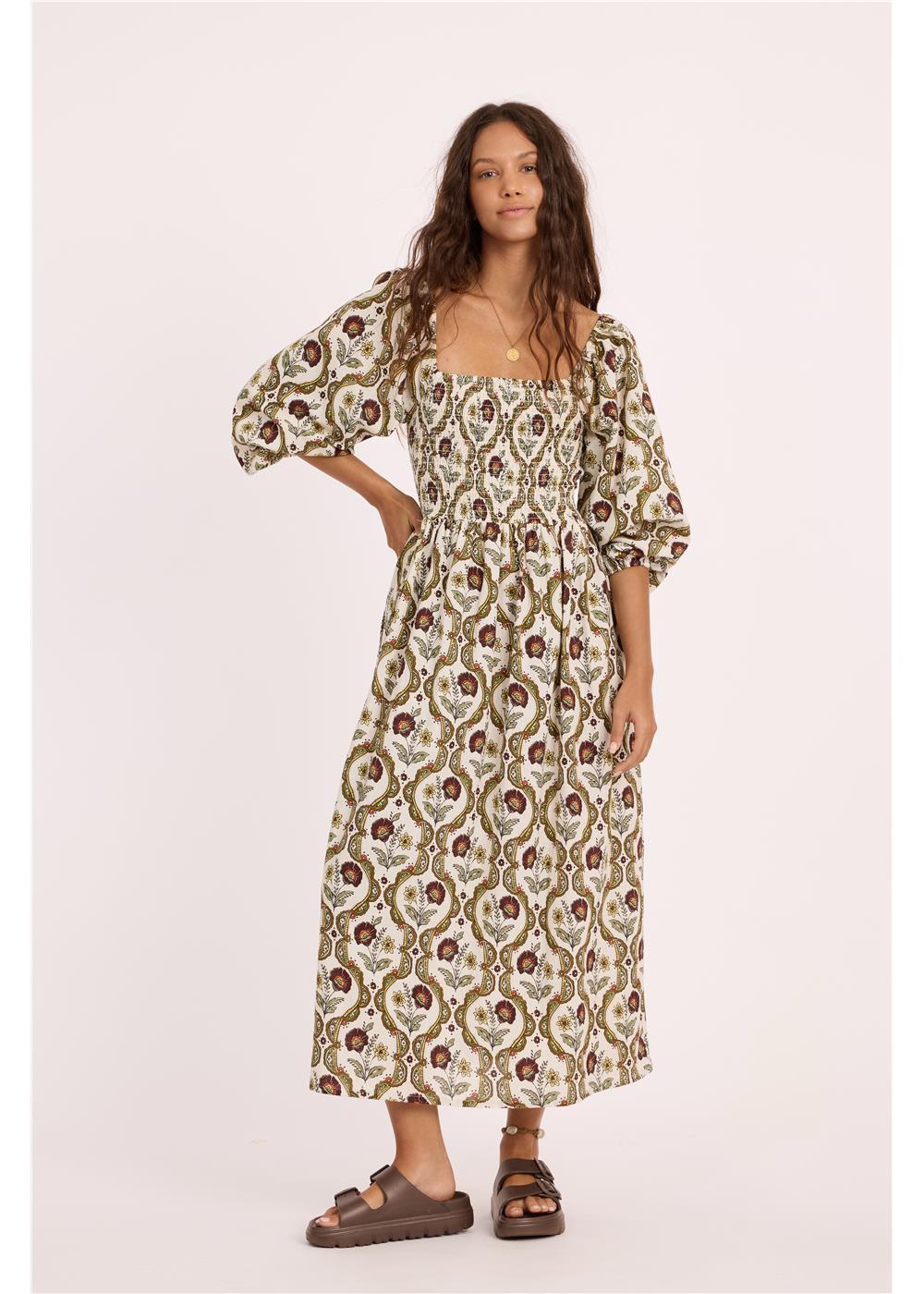 Floral Folks Ls Woven Dress