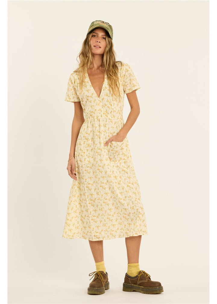 Field Trip Floral Midi Ss Woven Dress