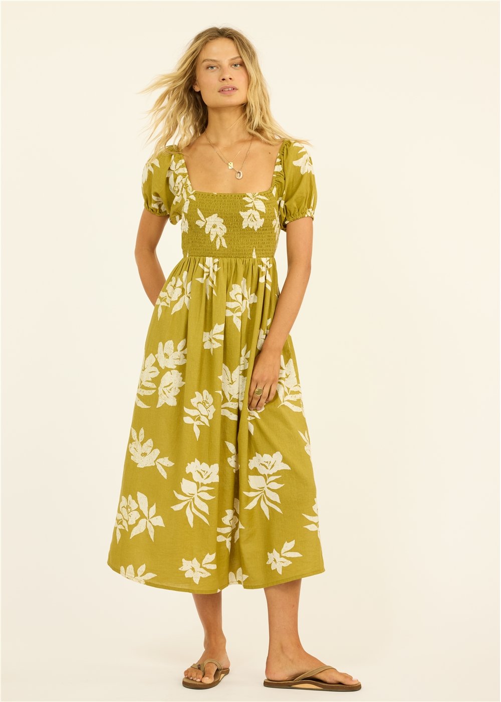 Moss Amor Woven Midi Dress