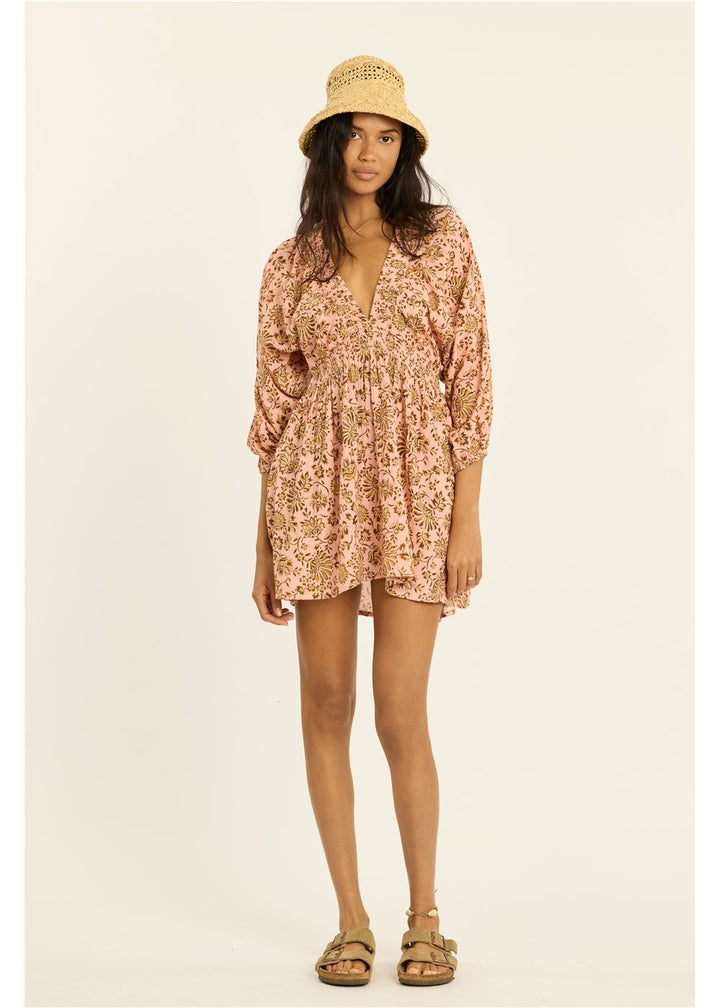 Wave Goddess Mini Long Sleeve Woven Dress