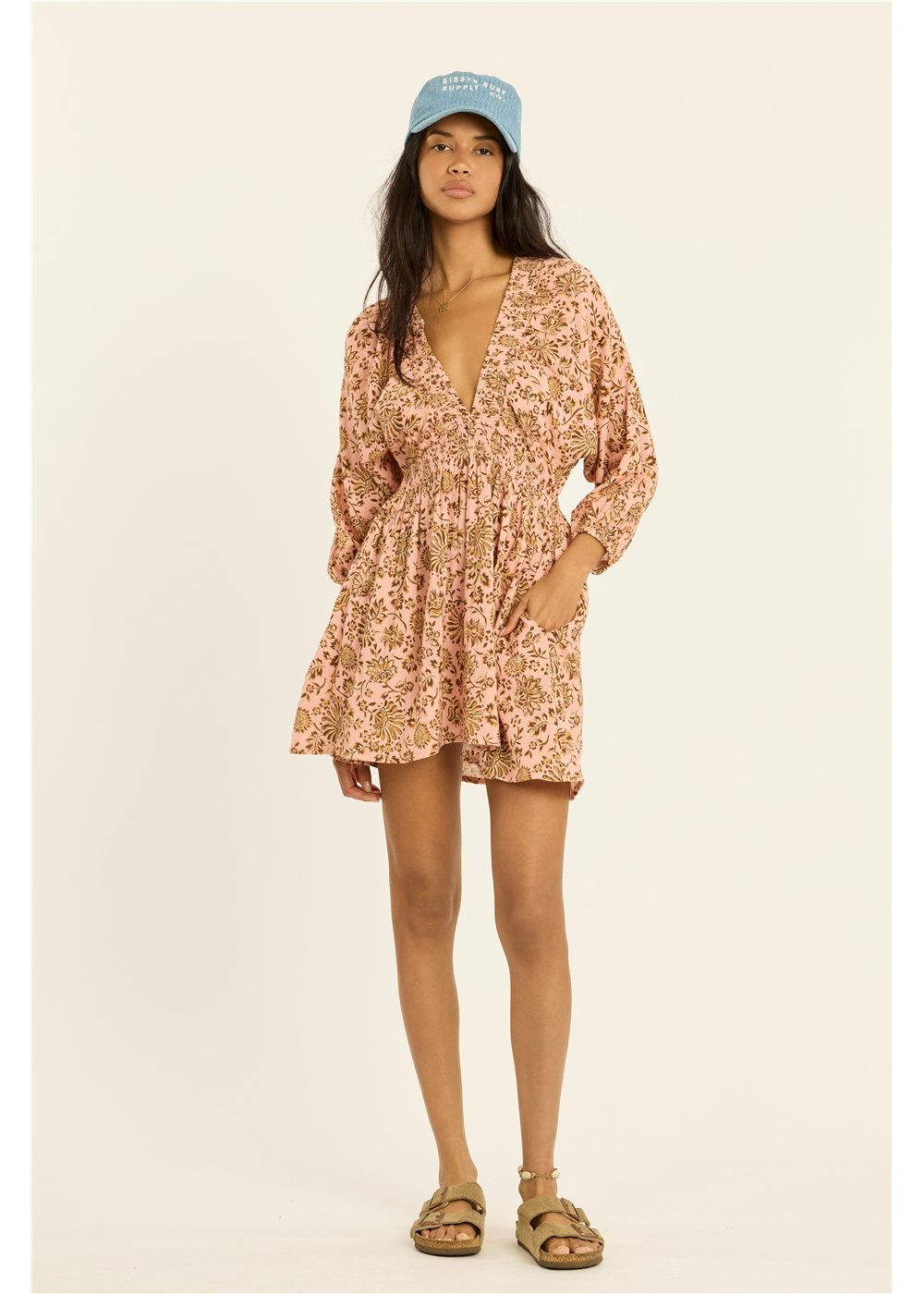 Wave Goddess Mini Long Sleeve Woven Dress