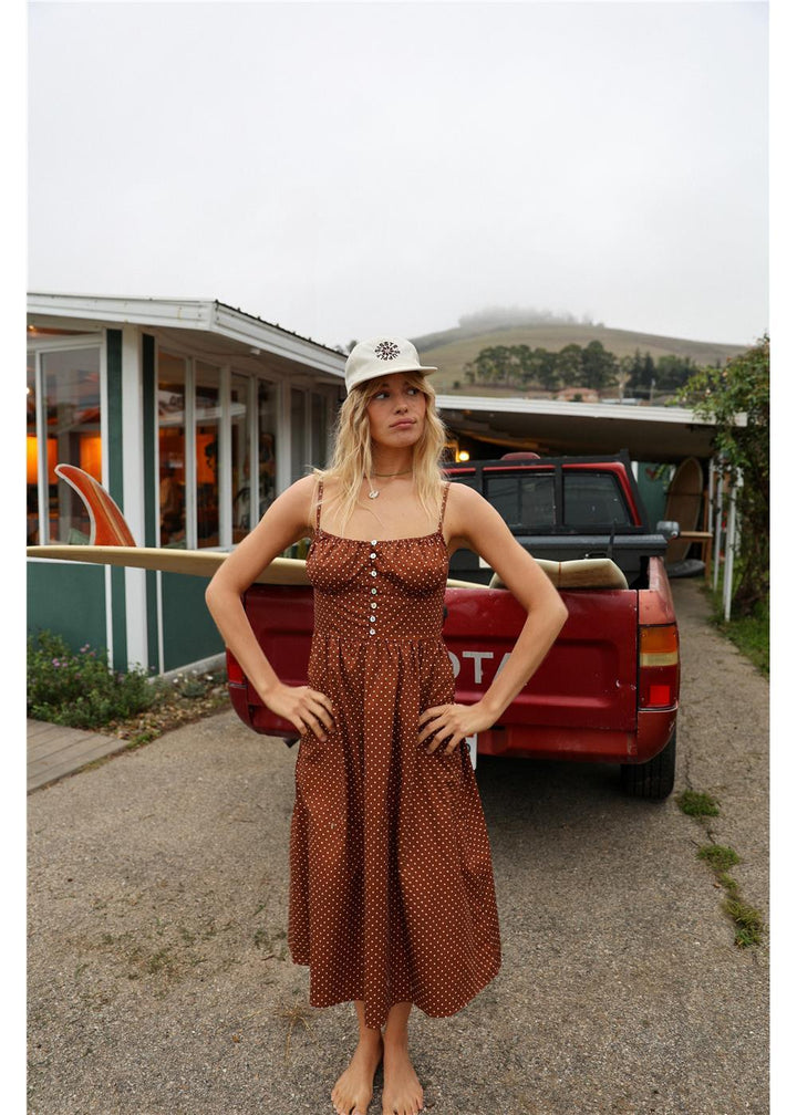 On The Dot Woven Midi Tank Dress