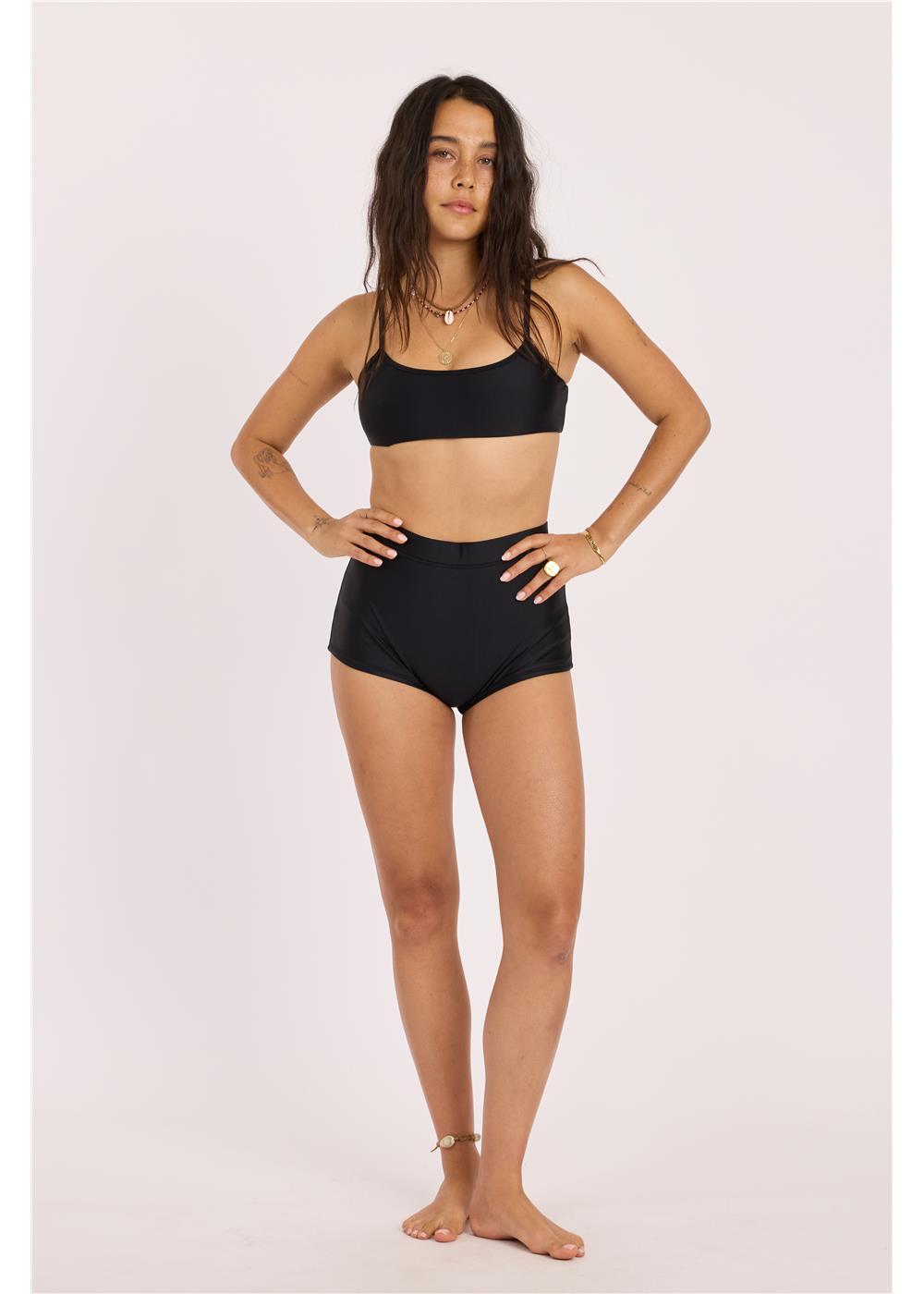 Seeker Solid Hig Waist Short Swim Bottom