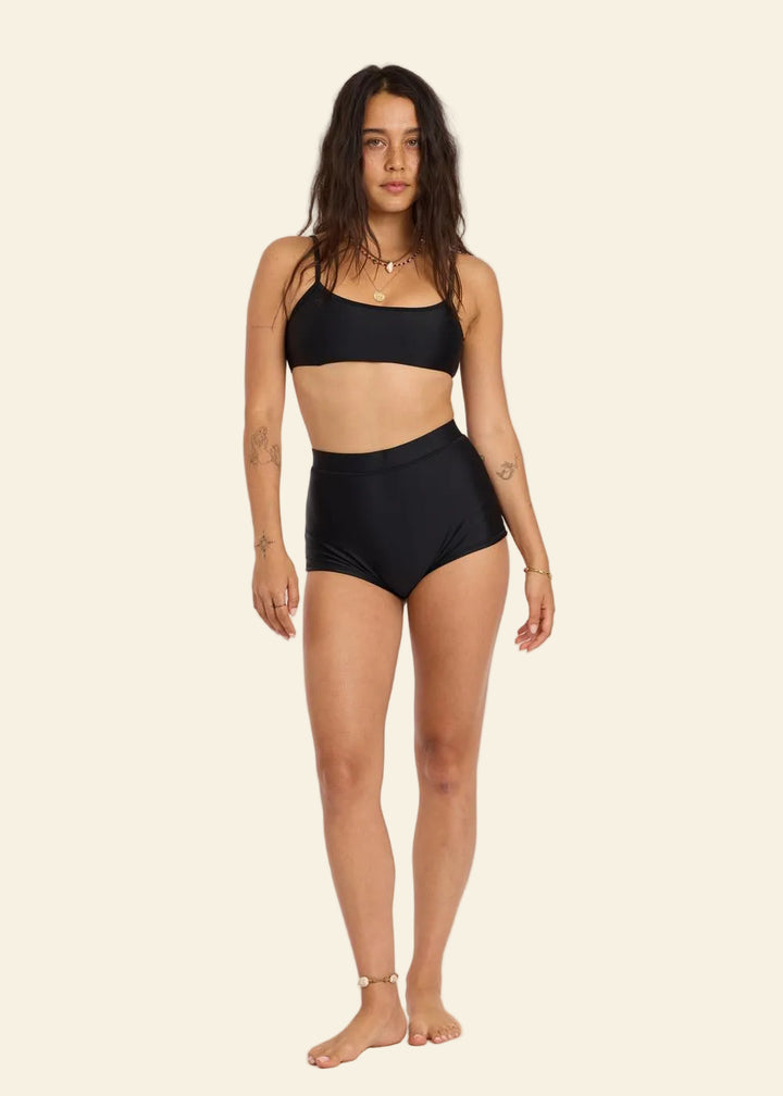 Seeker Solid Hig Waist Short Swim Bottom