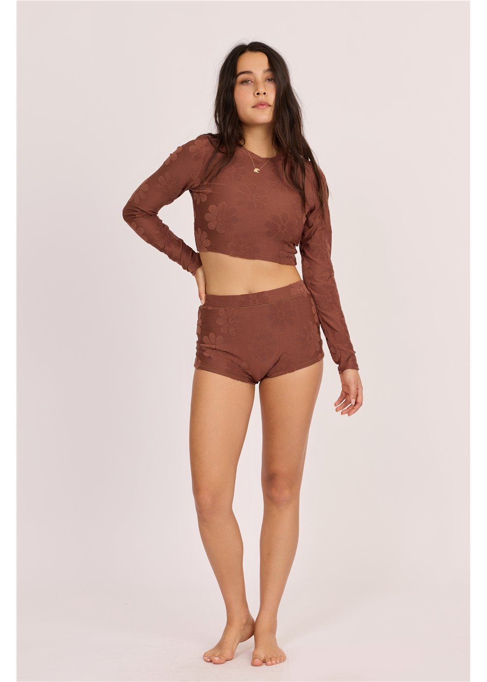 Petal Pusher Crop Rashguard Swim Top