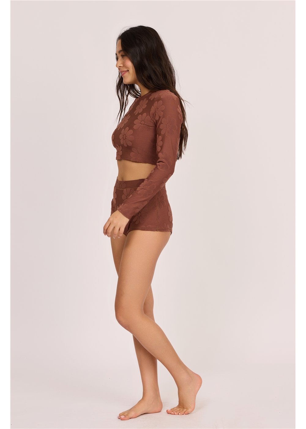 Petal Pusher Crop Rashguard Swim Top