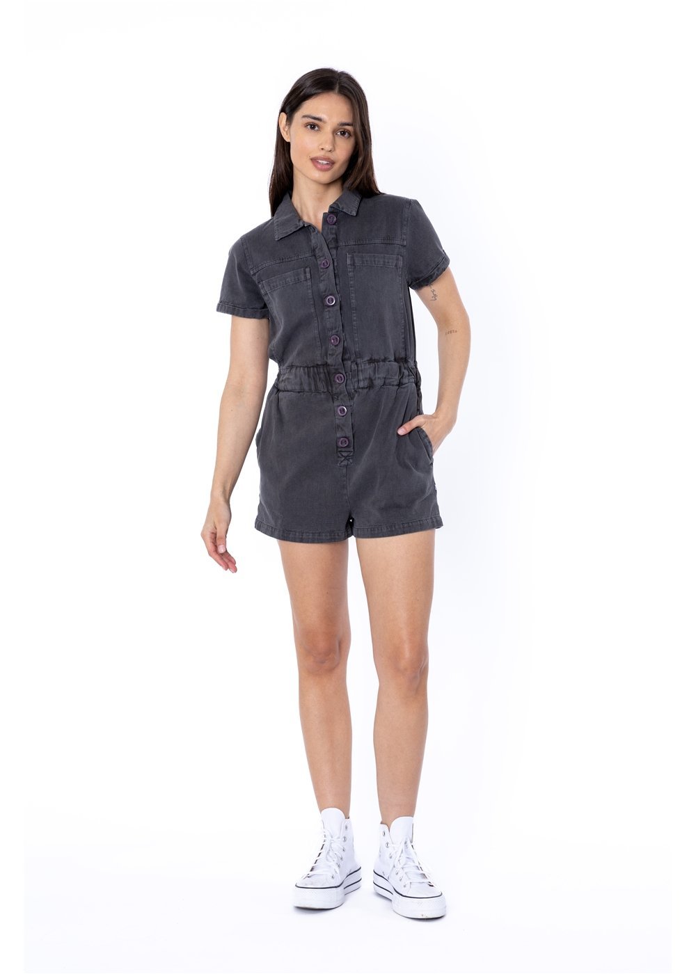 Road Ss Wvn Romper - Sisstrevolution